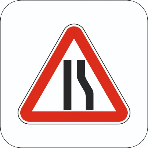 Road narrows - Sign 1.5.1, 1.5.2, 1.5.3