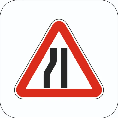 Road narrows - Sign 1.5.1, 1.5.2, 1.5.3