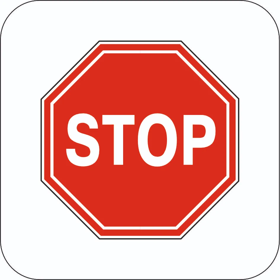 Stop, no passing without stopping - Sign 2.2