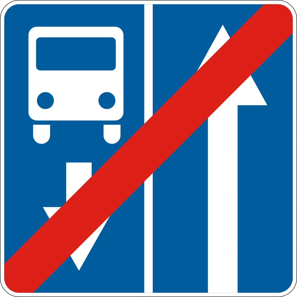 End of road with a bus lane - Sign 5.9